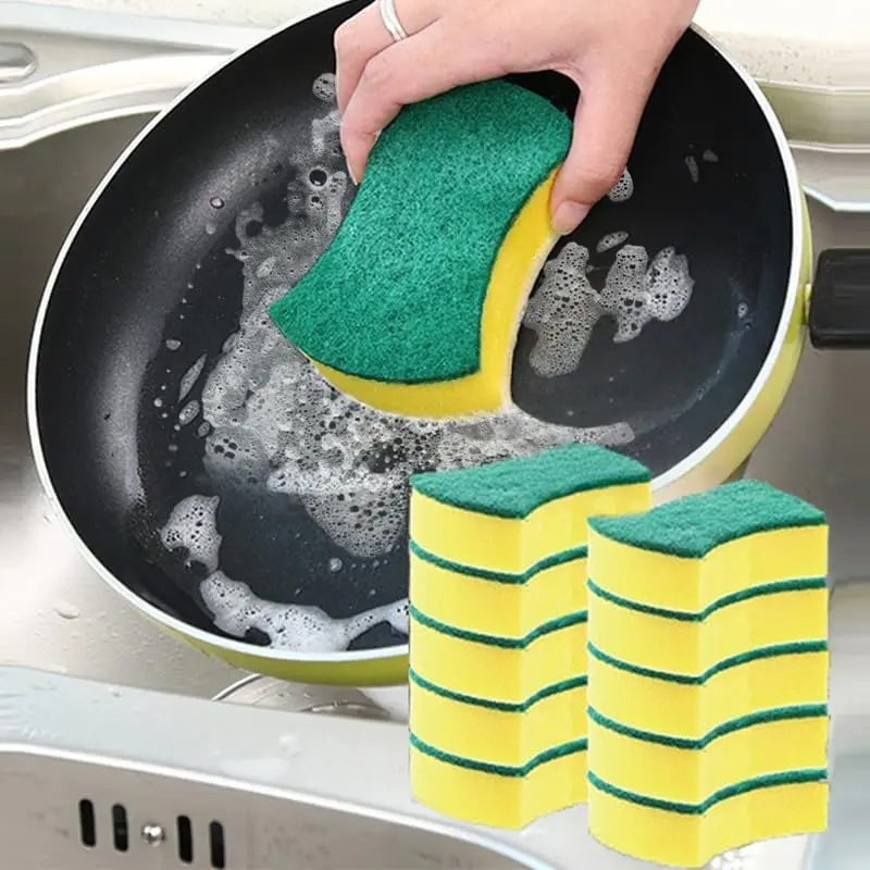 10 Pcs Kitchen Cleaning Sponge, Double Face Non-Scratch Scrub Sponge, Super Absorbent Multi-Use Cleaning, Widely Used in Kitchen, Bathroom, Outdoor