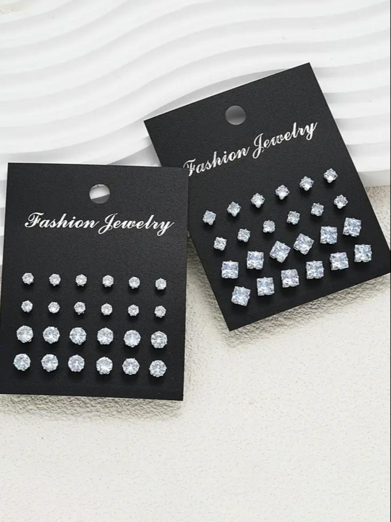Rhinestone Decorated Stud Earrings Set, Fashionable Jewelry for Women & Men, Trendy All-match & Exquisite Jewelry for Birthday Gift, Ear Studs
