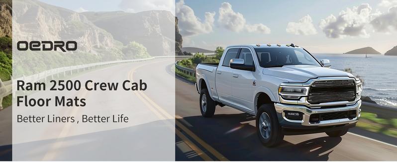 OEDRO Floor Mats for 2019-2024 Ram 2500 Big Horn Crew Cab TPE All Weather Car Mats Include 1st and 2nd Row TPE Interior Vehicle