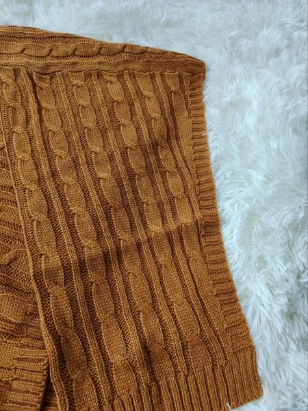 Women's Textured Split Sleeve Turtle Neck Cropped Sweater, Casual Solid Color High Neck Long Sleeve Jumper, Women's Knit Clothing for Daily Wear