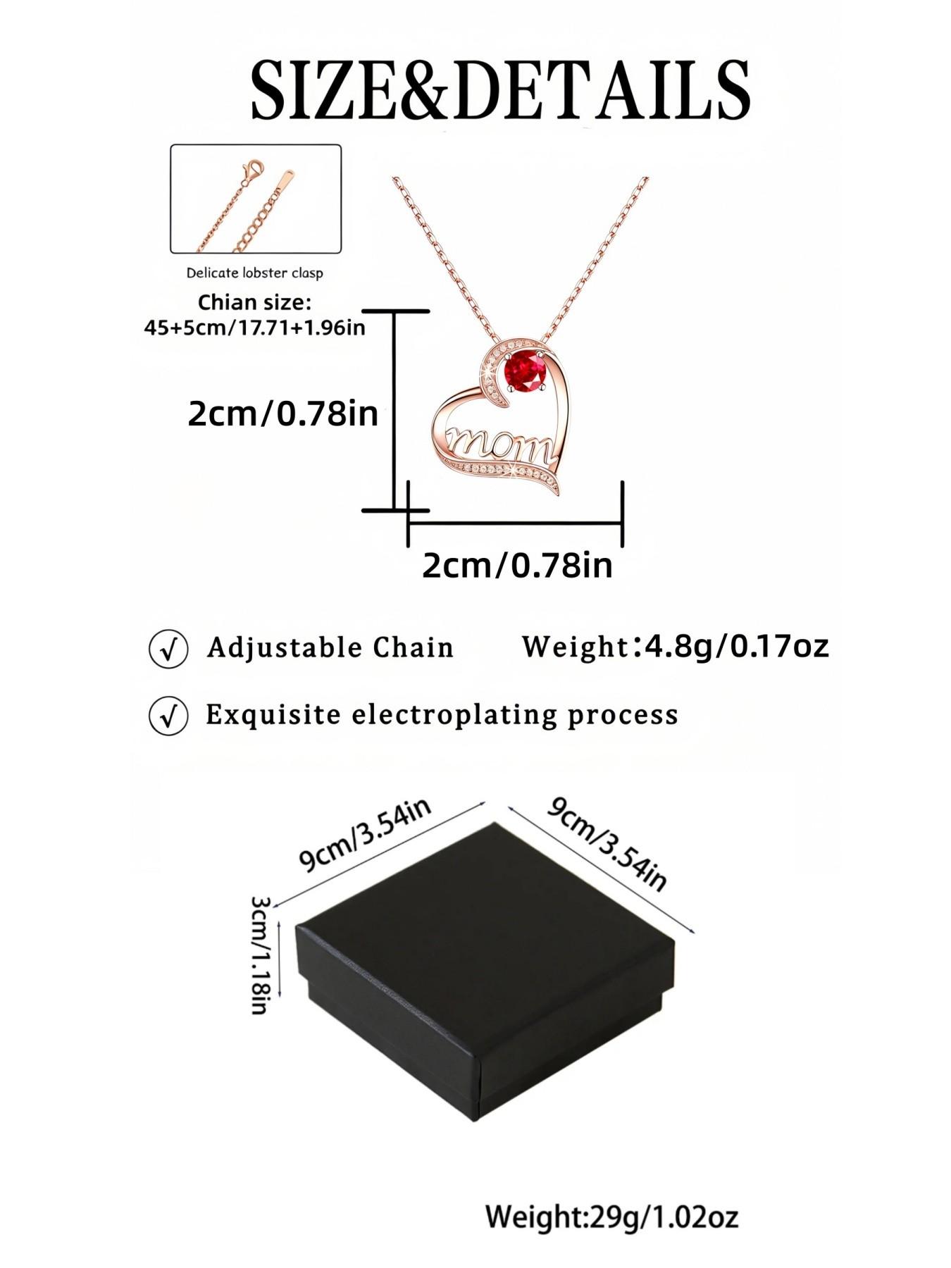 Eternal Maternal Love • Mother's Day Necklace Heart-shaped MOM rose gold gem necklace with light luxury and premium feel.Comes with a card for mom or daughter.Ideal festive gift for your daughter and perfect for Mother's Day.