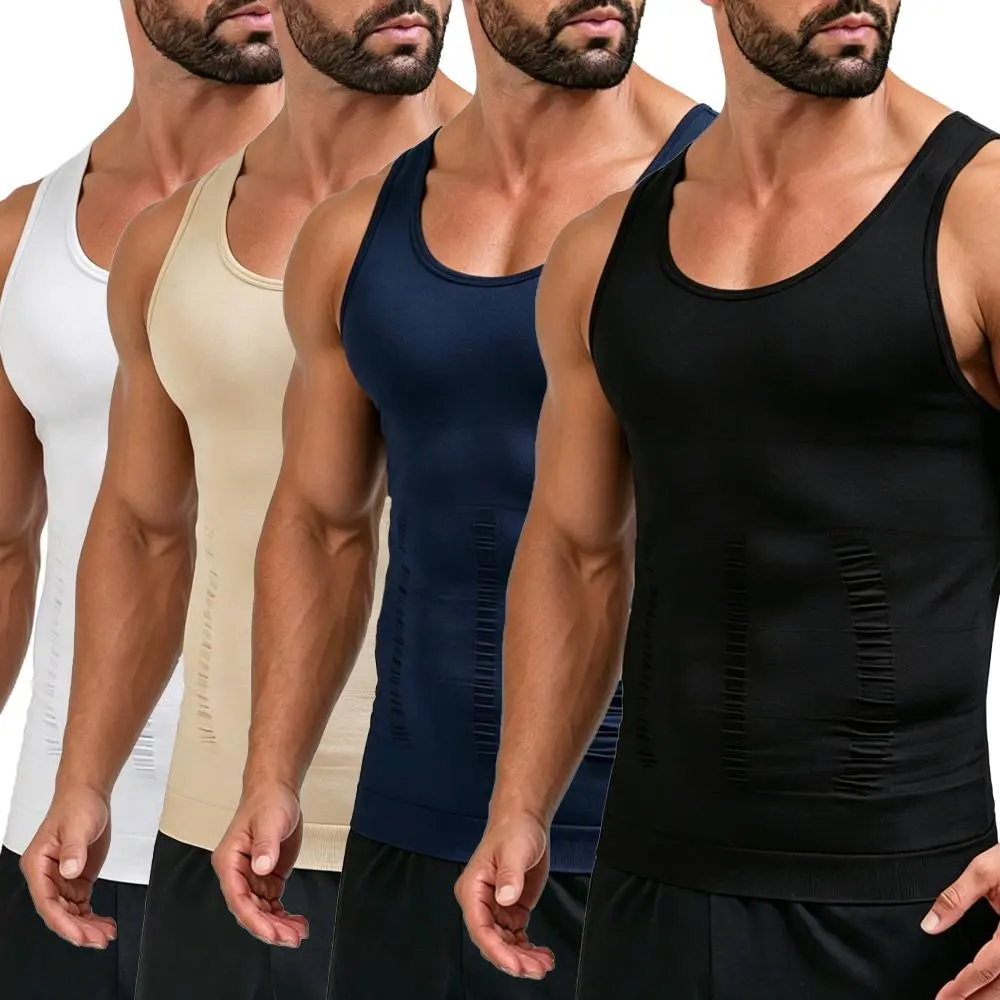 Men's Soft Crew Neck Body Shaper Tank Top, Sleeveless Tummy Control Compression Shirt for Gym & Daily Use, Very Suitable For Daily Use, Tumor Control, Gym & Casual Wear, Enhance Your Style, Compression Tank Top, Comfortable And Stylish, Body Shaping Ves