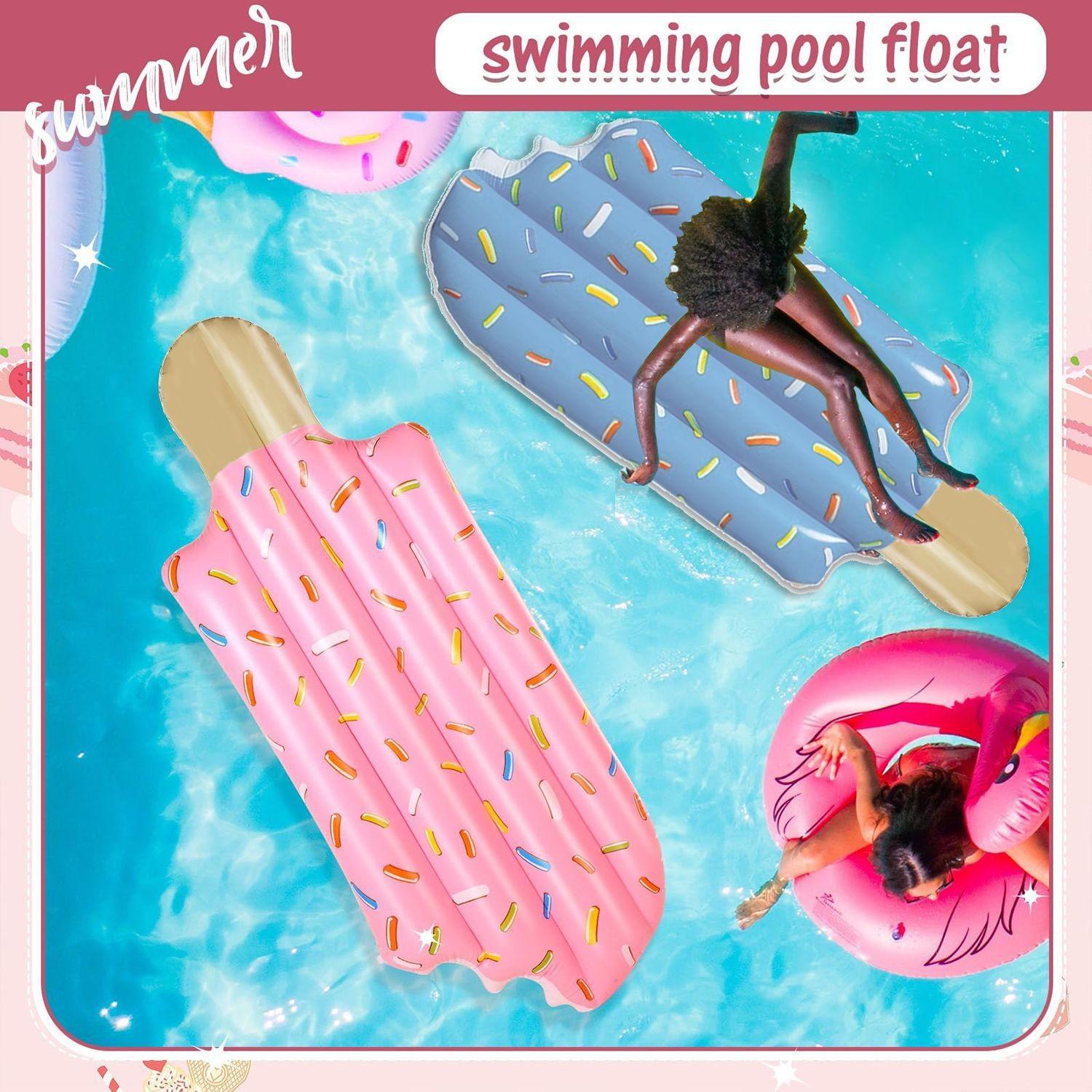 Inflatable Ice Cream Float, Glitter Mermaid Float, Solid Color Inflatable Ice Pop Float Bed, Water Ride, Fish Tail, Water Float Chair