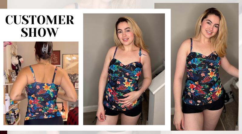 Holipick Tankini Top for Women Twist Front Bandeau Swim Top Tummy Control Bathing Suit Top Only No Bottom