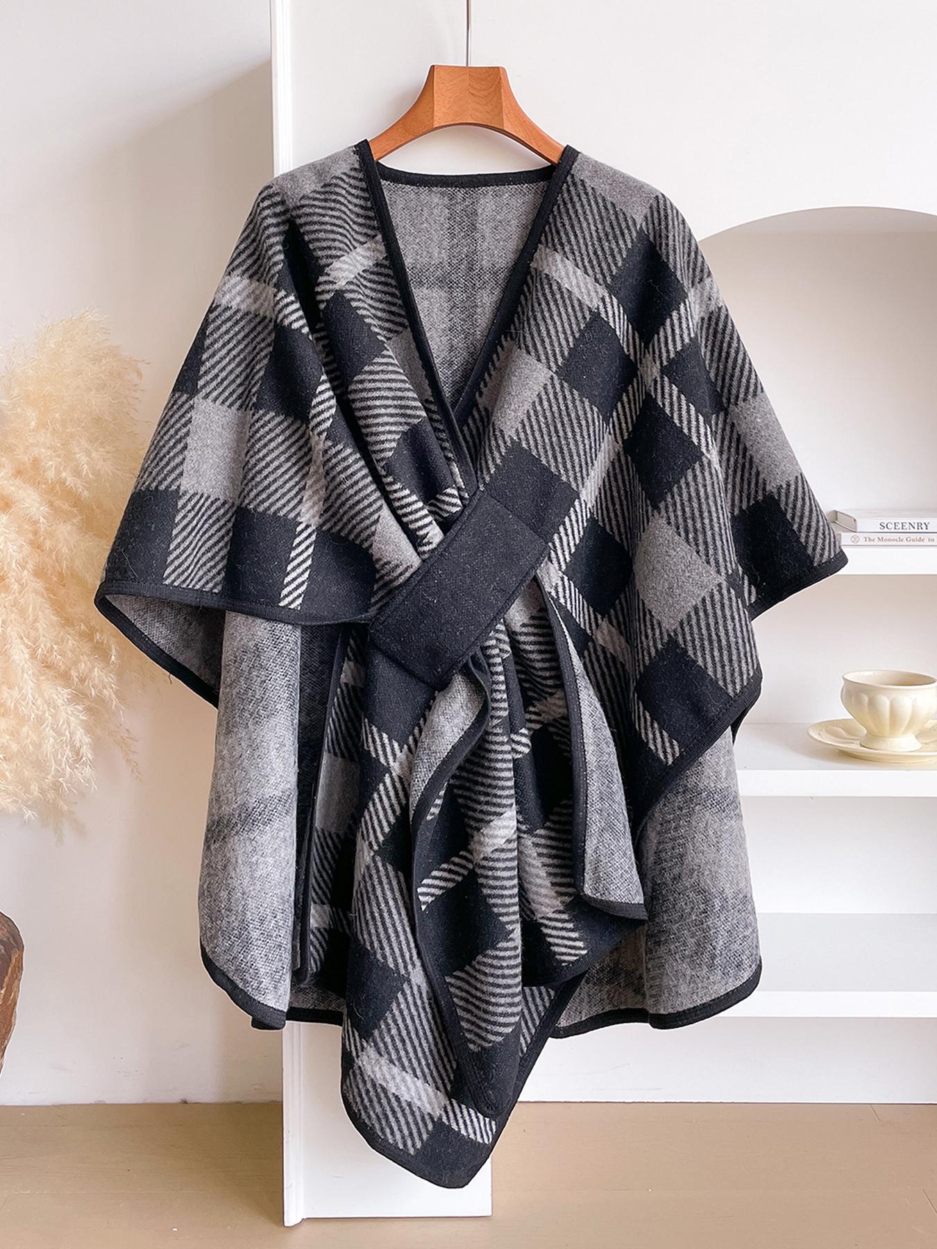 Women's Fashion Casual Plaid Shawl, Soft Woven Fabric, Warm Fall & Winter Accessory, Stylish Print Wrap, Perfect Holiday Gift