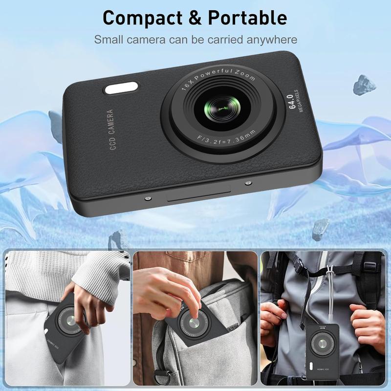 Digital Camera, FHD 1080P Camera, Digital Point and Shoot Camera with 16X Zoom Anti Shake, Compact Small Camera for Boys Girls Kids