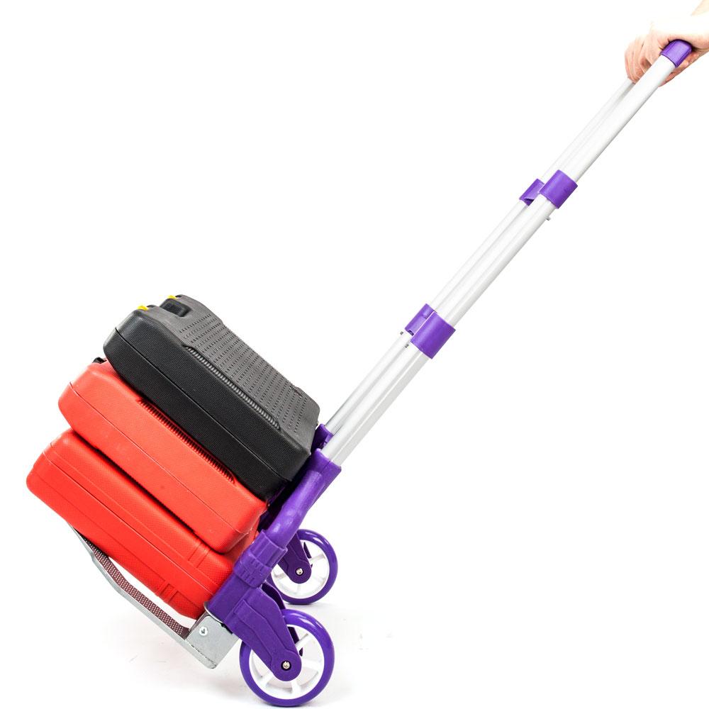 Folding Hand Truck and Dolly 165-lbs Lightweight Portable Luggage Cart for School Travel Office Moving (Purple)