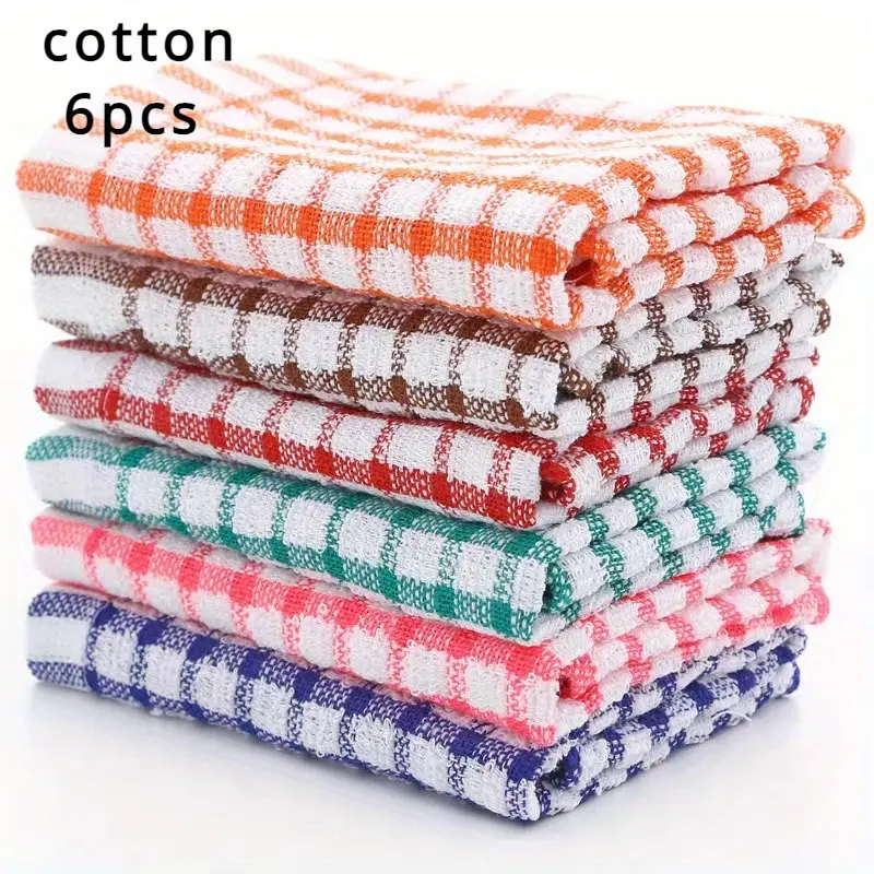 6-Pack Heavy-Duty 100% Cotton Dish Towels - Super Absorbent Kitchen Cloths, Quick-Drying & Lint-Free, Multi-Purpose Cleaning Towels for Dishwashing, Countertops, Bathroom - Reusable Dish Towels (Hand Wash Only) - Ideal for Home & Commercial Kitchens