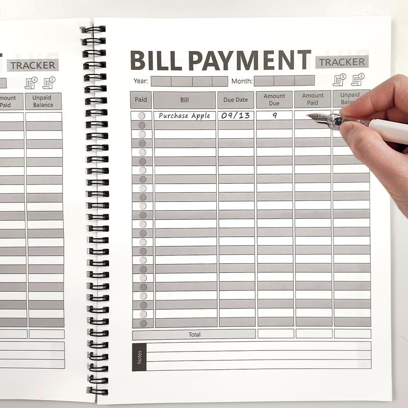 Bill Tracker Notebook, 1/3 Counts Monthly Bill Organizer, Finance Checklist Organizer Financial and Payment List Organizer, Suitable for Home Office School, Office Stationery Supplies