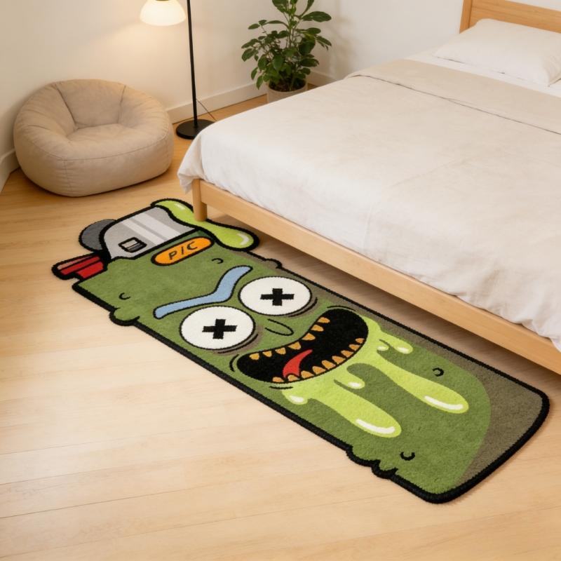 Funny cartoon pickled cucumber lighter shape sofa area carpet abstract interesting creative bedroom bedside strip carpet fashion home decoration cloakroom plush carpet personality trend e-sports room home washable carpet