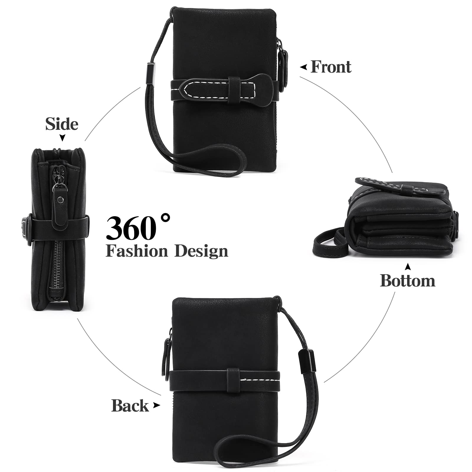 Women's Elegant Minimalist Short Wallet with Wristlet, Casual Versatile Zipper Card Slots Wallet, Trendy Wallet for Daily Use