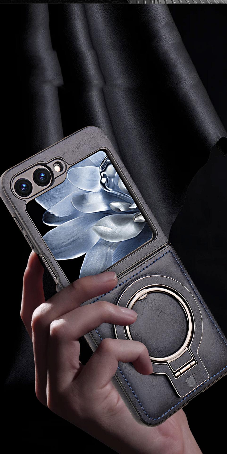 Magnetic suction Leather phone case for  Z Flip 6 /Z Flip 5/ Z Flip 4/3 Business phone case