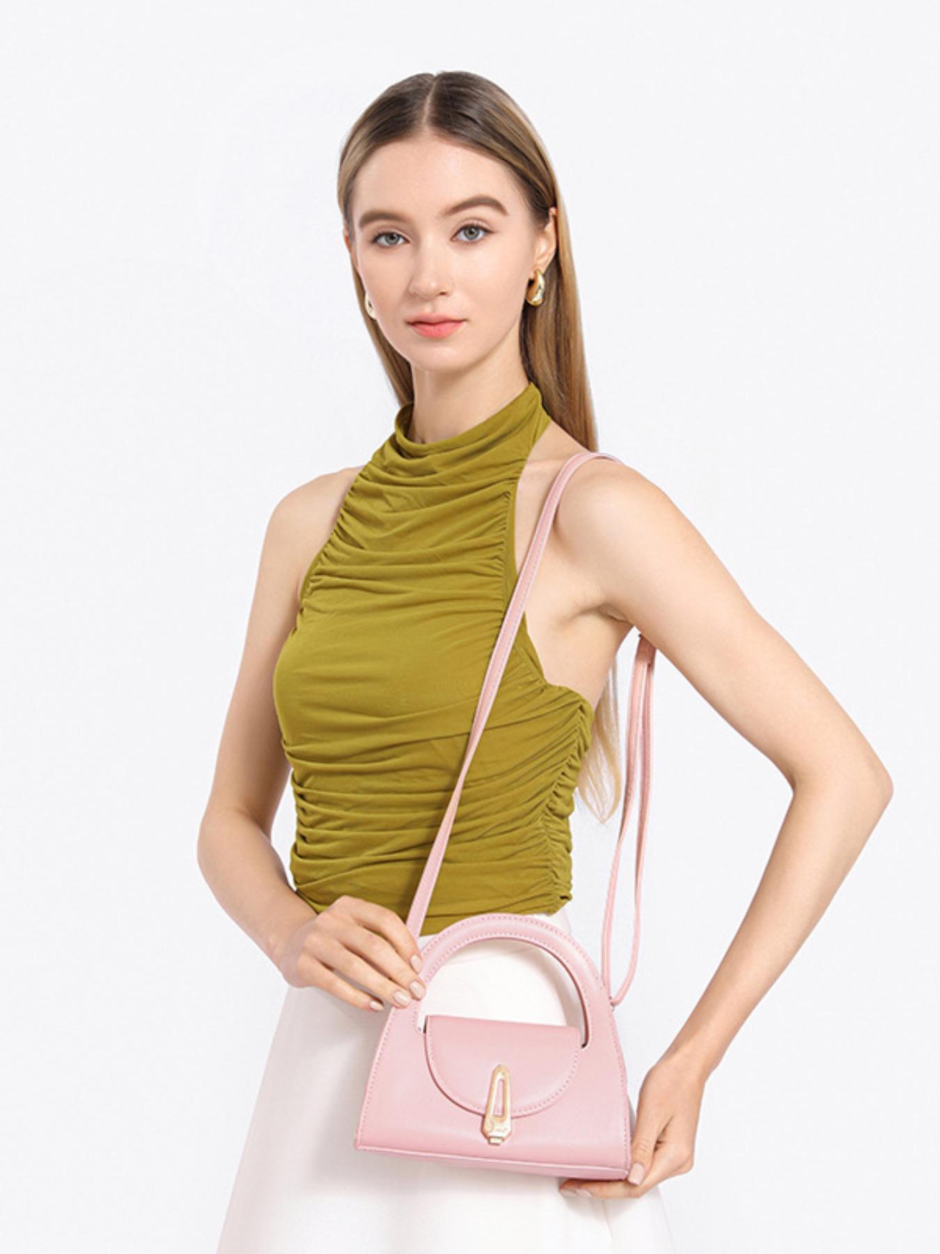 2026 Summer New Half Circle Bag, Solid Color Commuter Retro Lock Buckle Handbag, Trendy Casual Crossbody Bag for Women