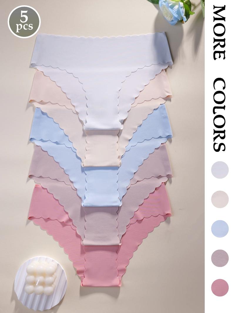 Women's Leopard & Heart Print Underwear Set, Ultra-Thin Seamless Low-Waist Sporty Panties, Quick-Dry Wave Hem Design, All Seasons