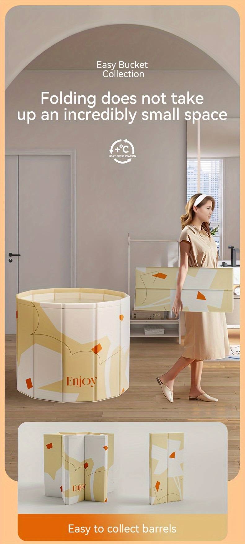 Portable Bathtub For Adults Foldable SPA Soaking Standing Bath Tub For Shower Stall, Freestanding Non-Inflatable Hot Ice Bath Tub With Thickened Thermal Foam To Keep Temperature.Home Outdoors Gyms, Quick Opening Without Installation