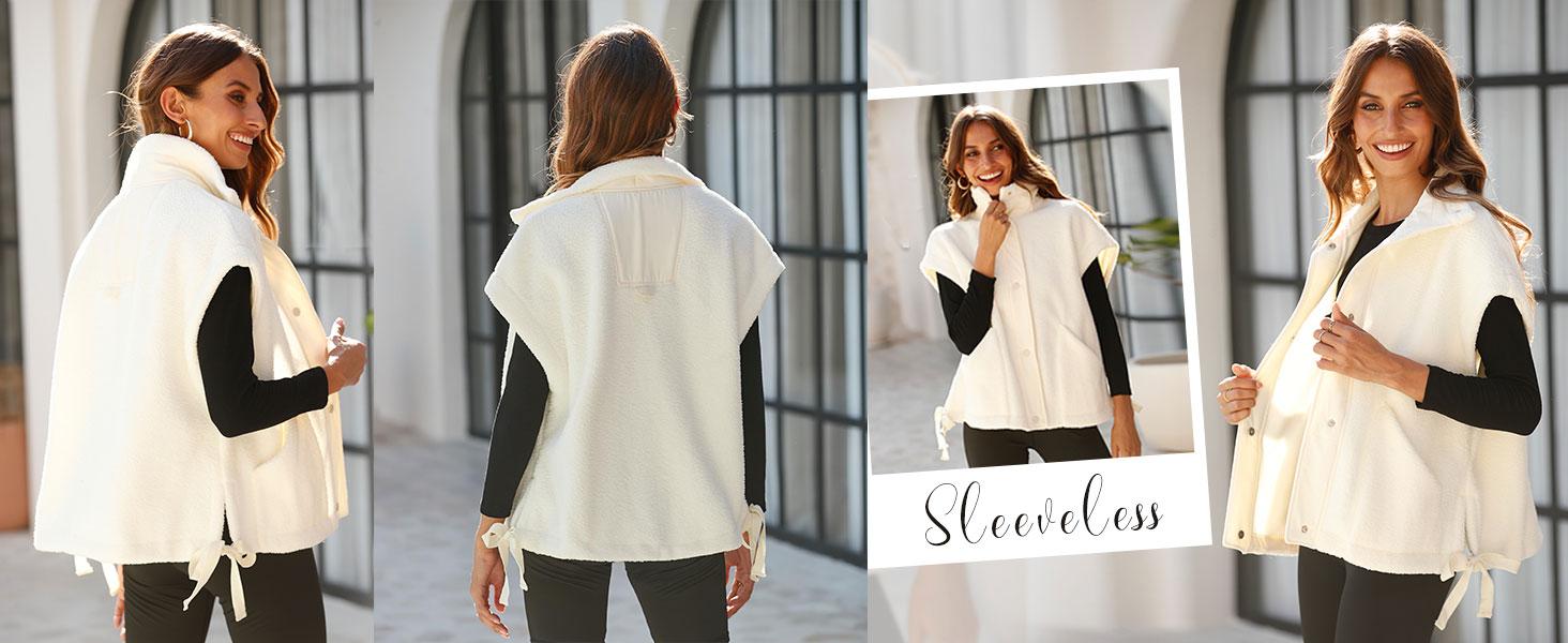 Tanming Women's Warm Fleece Vest Casual Sleeveless Button Down Sherpa Jacket Springfresh Outerwear with Pockets