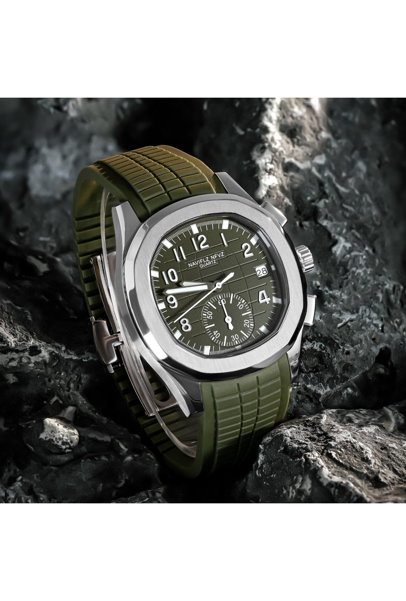 2026 Hot Selling Top Luxury Brand Japan VD53 Mov Chronograph Quartz Watch Stainless Steel Silver-Blue Rubber Strap Luminous Waterproof