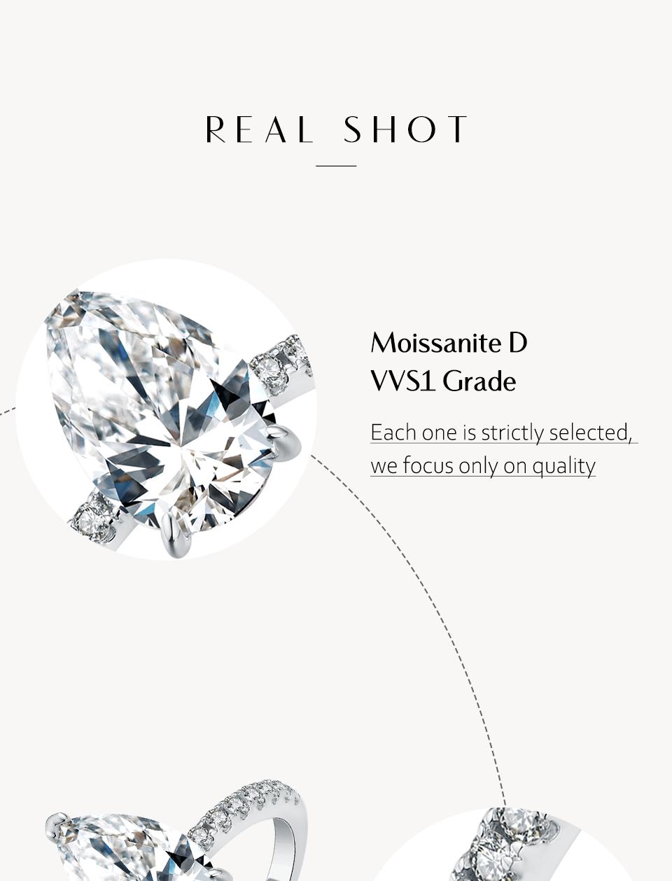 Pear Cut 3CT Synthetic Moissanite Rings  for Women Wedding Ring Valentine's Day Gift R021