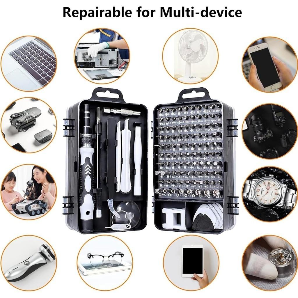 115-In-1 Precision Screwdriver Set, Phone Repair Kit with Magnetic Replaceable Screwdriver Bits, Mini Screwdrivers for iPhone & Watch, Switchable Screwdriver Shape