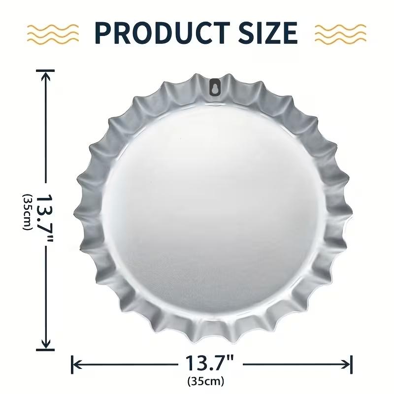 Vintage-Style Metal Sign Resembling 2D Flat Beer Bottle Cap, Decorative Wall Art for Home & Bar, Durable Design Measures 13.7 Inches