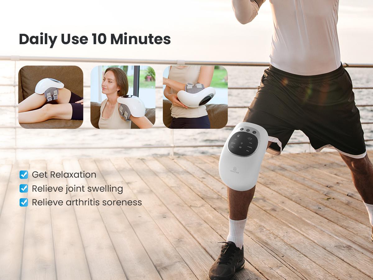 COMFIER Comfort Heated Knee Massager, 3 Vibration Modes Leg Relaxation Massager, 3 Heat Adjustment Modes Leg Relaxation Massager , with LED Screen