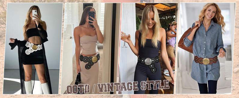 JASGOOD Women Western Concho Belts Wide Hollow Disc Leather Belt Cowgirl Boho Belt for Jeans Dresses with Metal Buckle Halloween