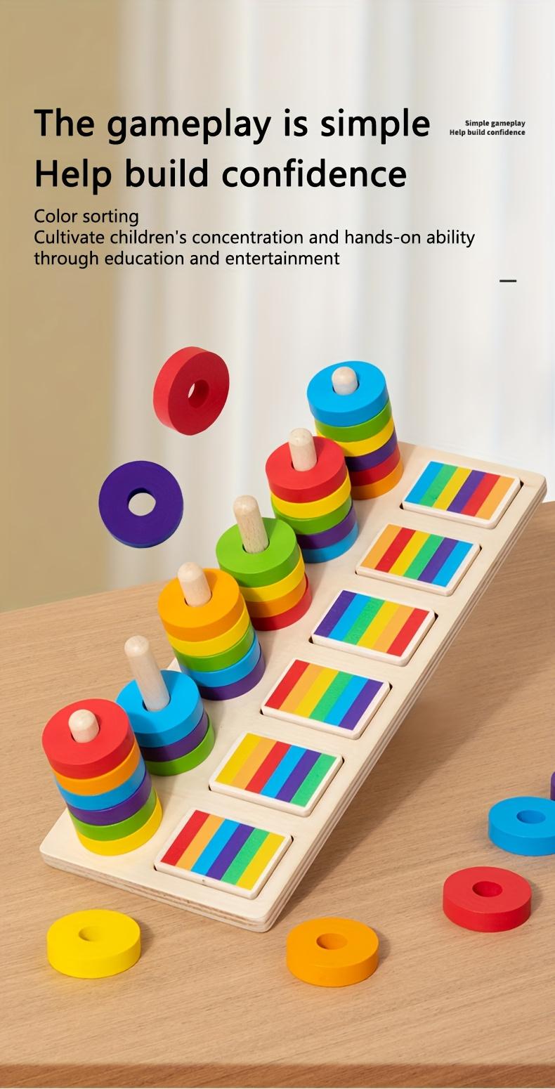 Color matching stacking columns to improve children's hand-eye coordination and color recognition - fun education, stress-free learning, the first choice for holiday birthday gifts! New wooden toys are on the market