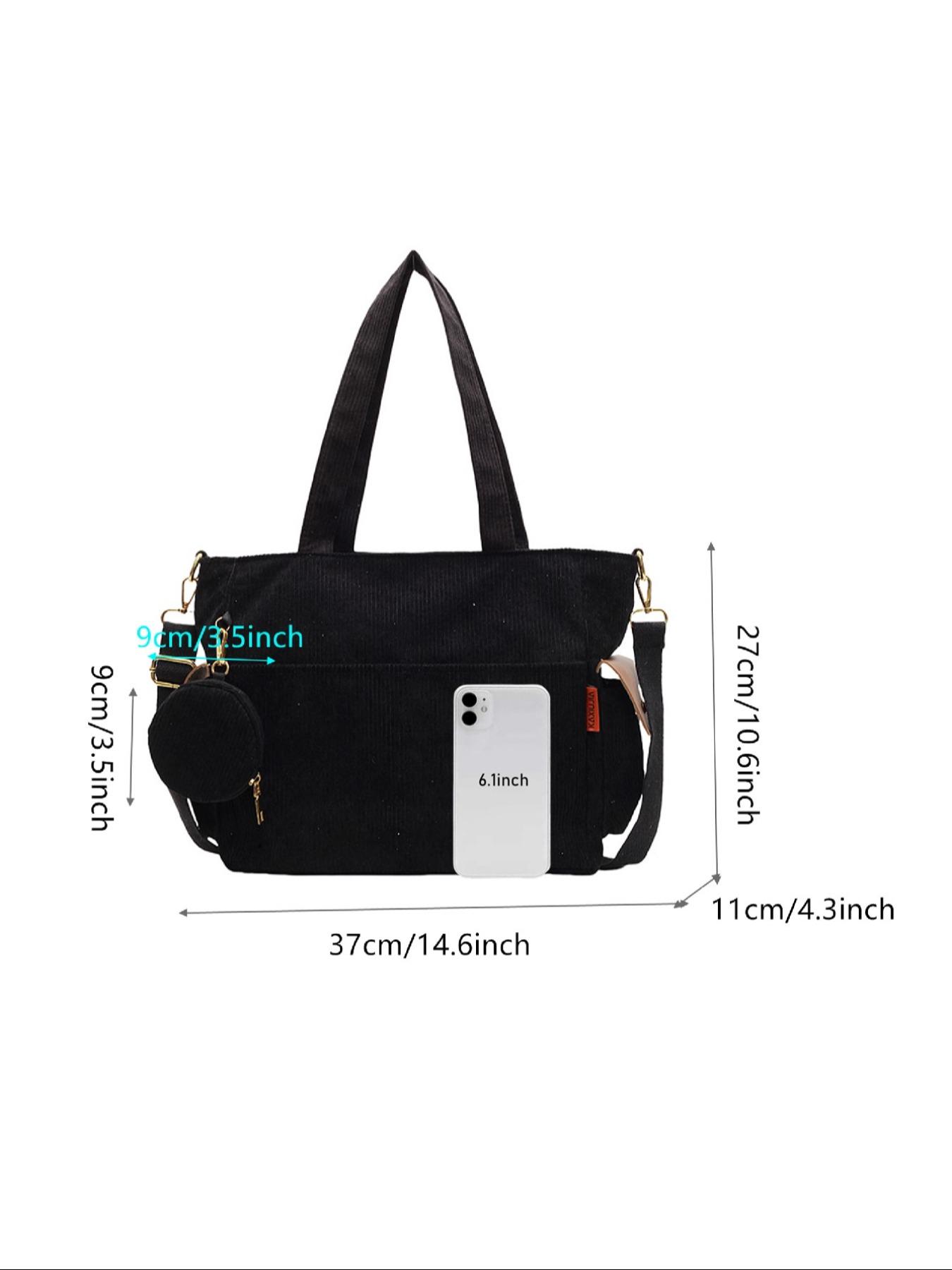 Women's Solid Color Tote Bag & Coin Purse, Fashionable Large Capacity Shoulder Bag & Coin Purse, Casual Trendy Versatile High-quality Daily Commuting Bag Set