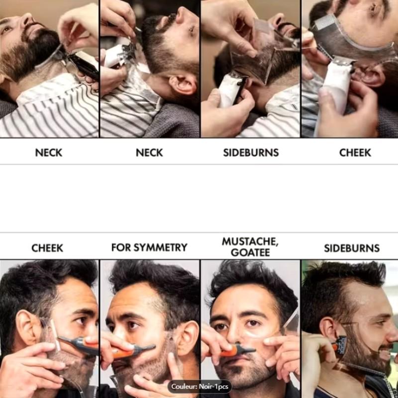 8 in 1 Clear Beard Shaping Tool With Comb, Thickened Beard Guide Shaper, Black Multifunctional Styling Template For Goatee Mustache Sideburn, Grooming Tool, Hair Styling Tools