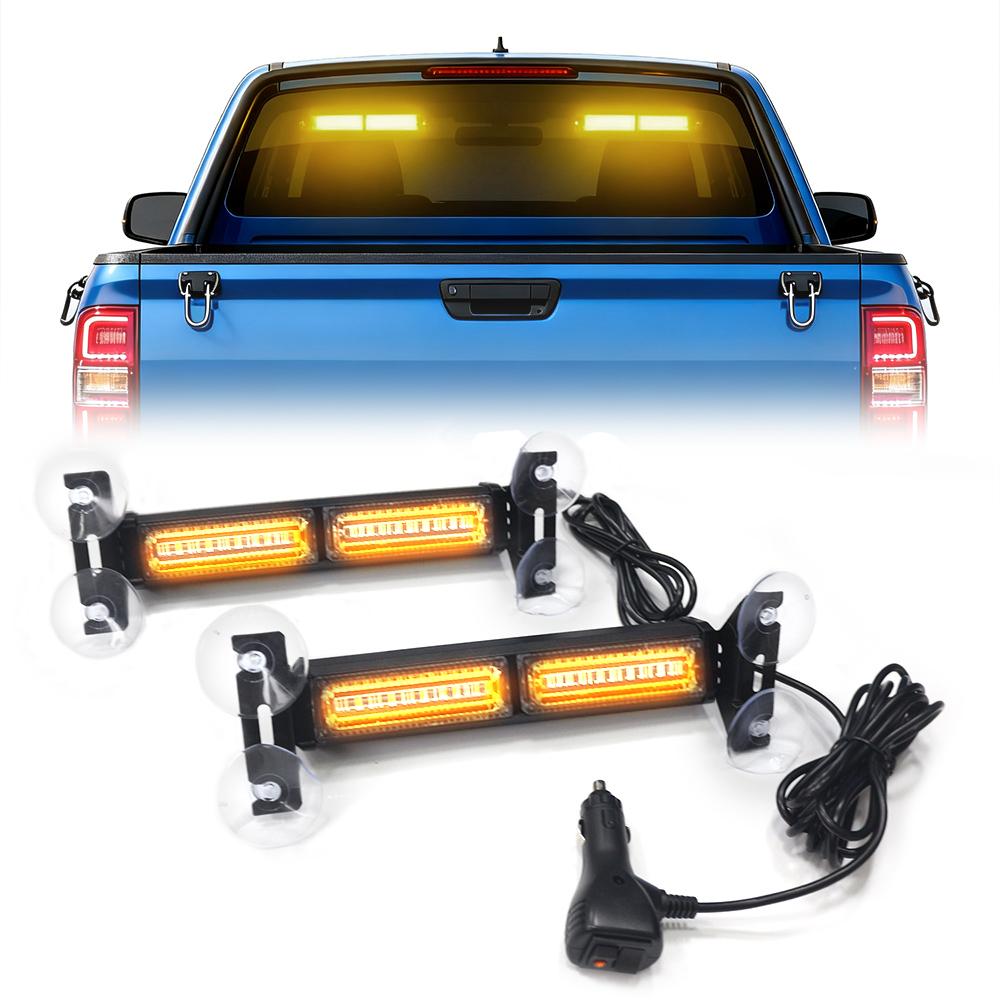 2-in-1 Suction Cup Strobe Light - Windshield Warning & Decoration LED Bar - Multi-Mode Strobe Light - Plug into Cigarette Lighter - Change Modes Instantly