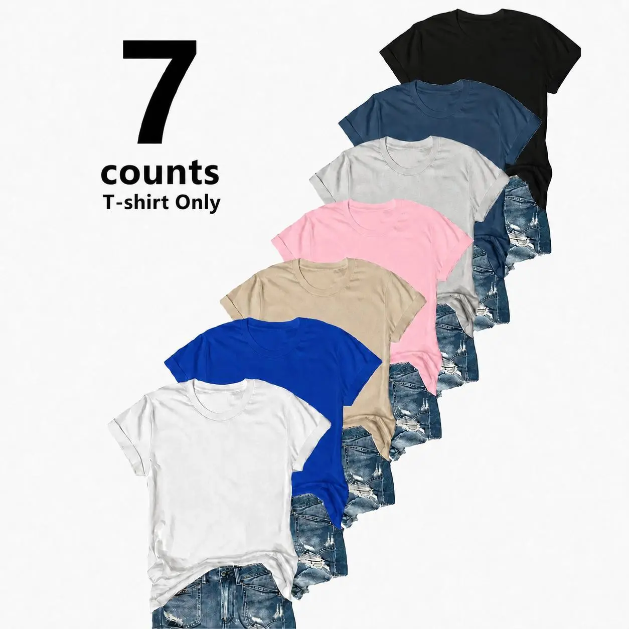 Limited Time Deal Women's Pure Cotton Regular Fit Summer Solid Color Round Neck Short Sleeve Undershirt - Essential Casual Chic Womenswear Top, Versatile for Pairing with Casual Bottoms, Outdoor Outfits, Back to School Apparel