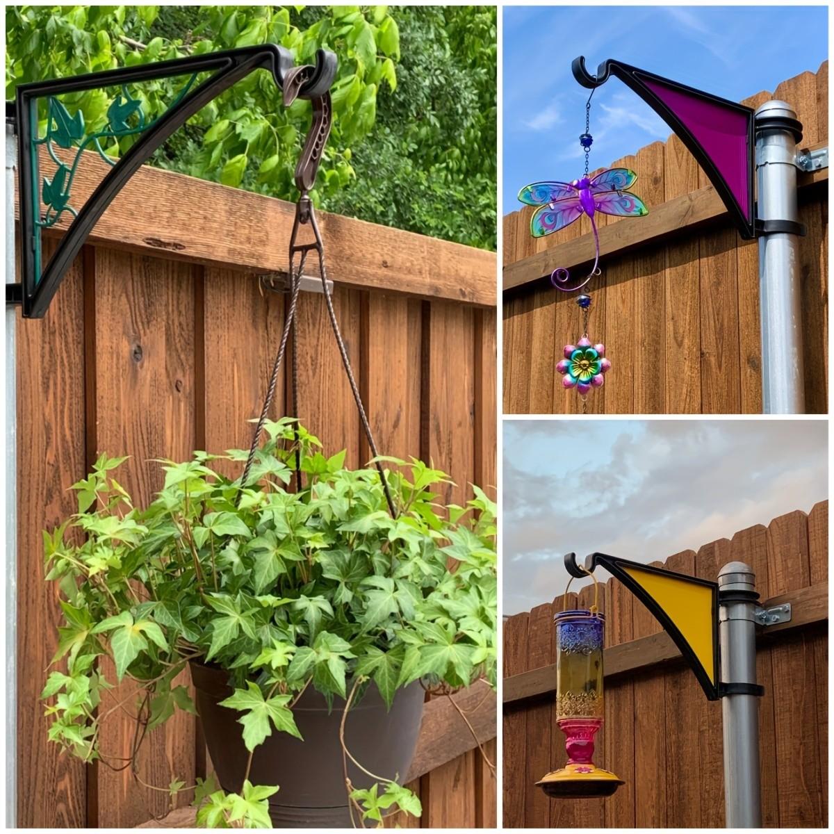 Deck Railing Planter Stand with Ivy Leaf Pattern, Durable Flower Box Holder, Suitable for Balcony and Fence, Outdoor Decorative Plant Hook, Hanging Plant Hanger