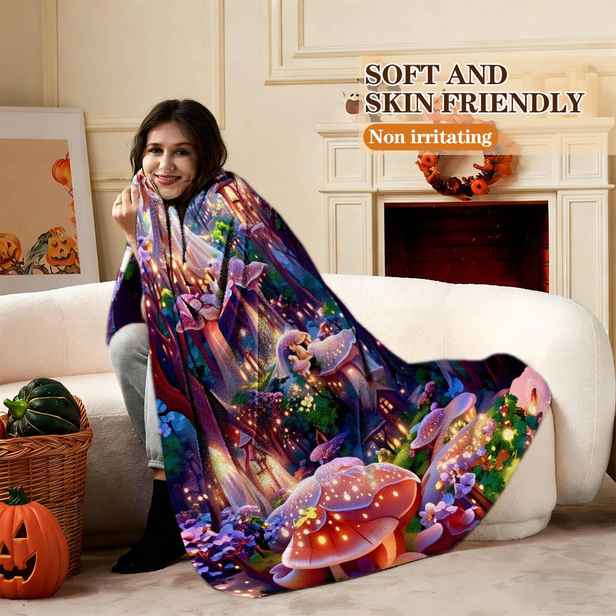 Dreamy Night Forest Print Blanket, Soft Flannel, Lightweight Warm, No Pilling, Living Room Bedroom Window Cover, Holiday Gift, Pet Blanket