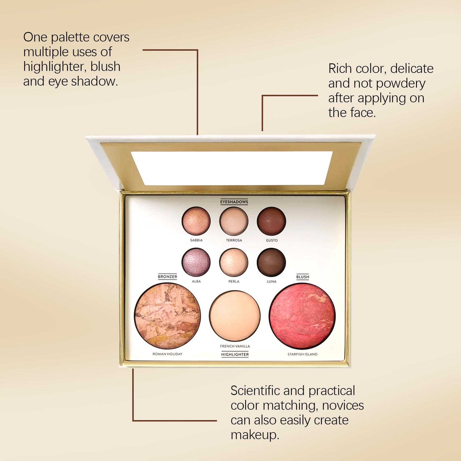 AMZ A Multi-Functional Makeup Palette Featuring Gilded Eyeshadow, Contouring, Blush, Highlighter, And Eye-Lifting