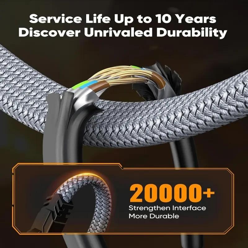 Cat8 Ethernet Cable, 40gbps High-Speed Transmission, 2000mhz Bandwidth, Ideal for Gaming Pcs, Gaming Ethernet Cable,Routers, Low Latency, Smooth Network Performance, Network Cord