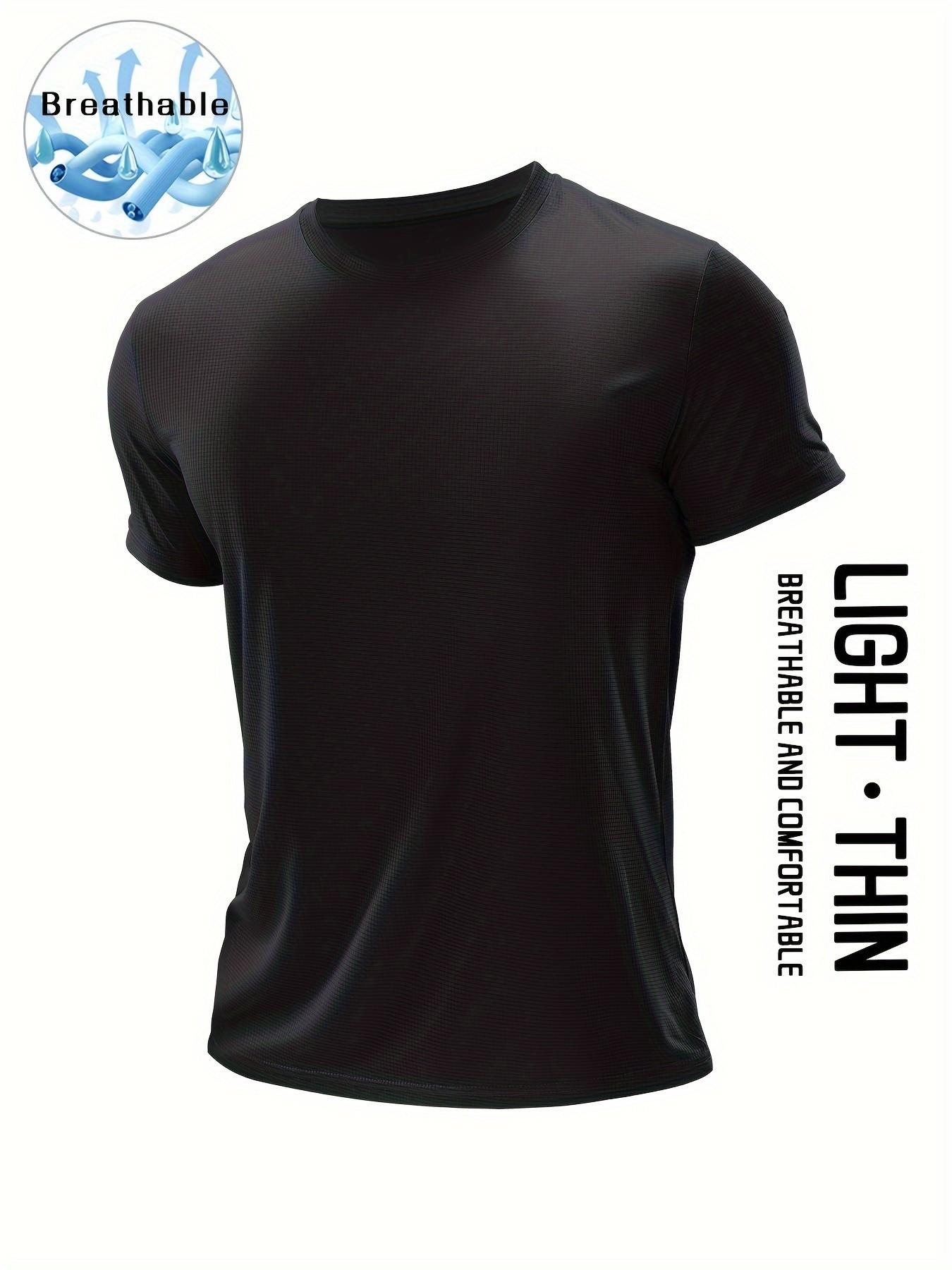 Men's Sporty T-Shirt, Quick-Dry Breathable Fitness Running Top, Casual Geometric Pattern, Loose-Fit Short Sleeve, Lightweight Moisture-Wicking