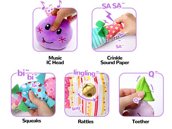 dearlomum Newborn Baby Girl Gift Toys Infant Tummy Time Musical Stuffed Animal with Crinkle Rattle Textures Baby Boy Girl Gifts Nursery Playpen dearlomum Newborn Baby Girl Gift Toys Infant Tummy Time Musical Stuffed Animal with Crinkle Rattle Textures Baby Boy Girl Gifts Nursery Playpen