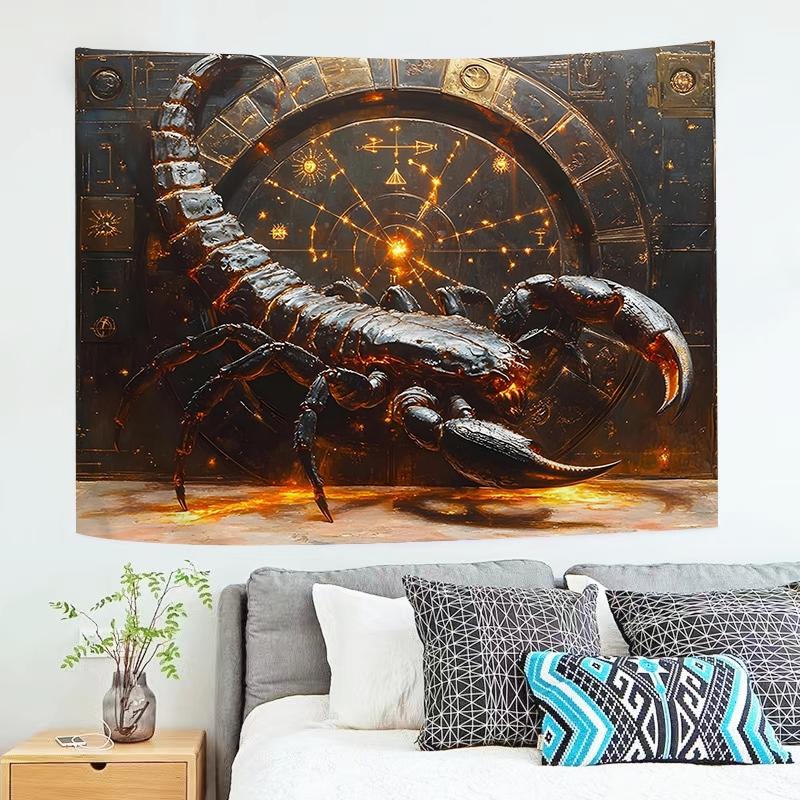 1pc Mystical Scorpio Celestial Tapestry Fantasy Wall Tapestry High-Definition Printing Polyester Tapestries for Bedroom Living Room University Dormitory Indoor Wall Decoration Tapestries with Free Installation Package As Birthday Gift for Friends