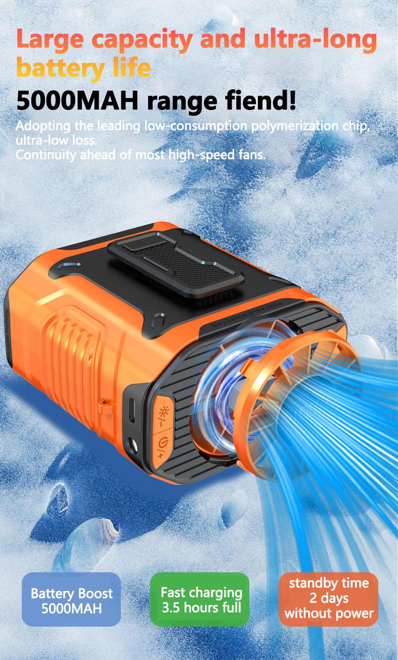 [Valentine's Day] Nerunsa 2026 New Personal Portable Fan USB Rechargeable Waist Fan with Clip & Power Bank 4000mAh Battery 100 Wind Speeds Cooling Fan with LED Light for Outdoor Travel Camping Back to School Father's Day Gift