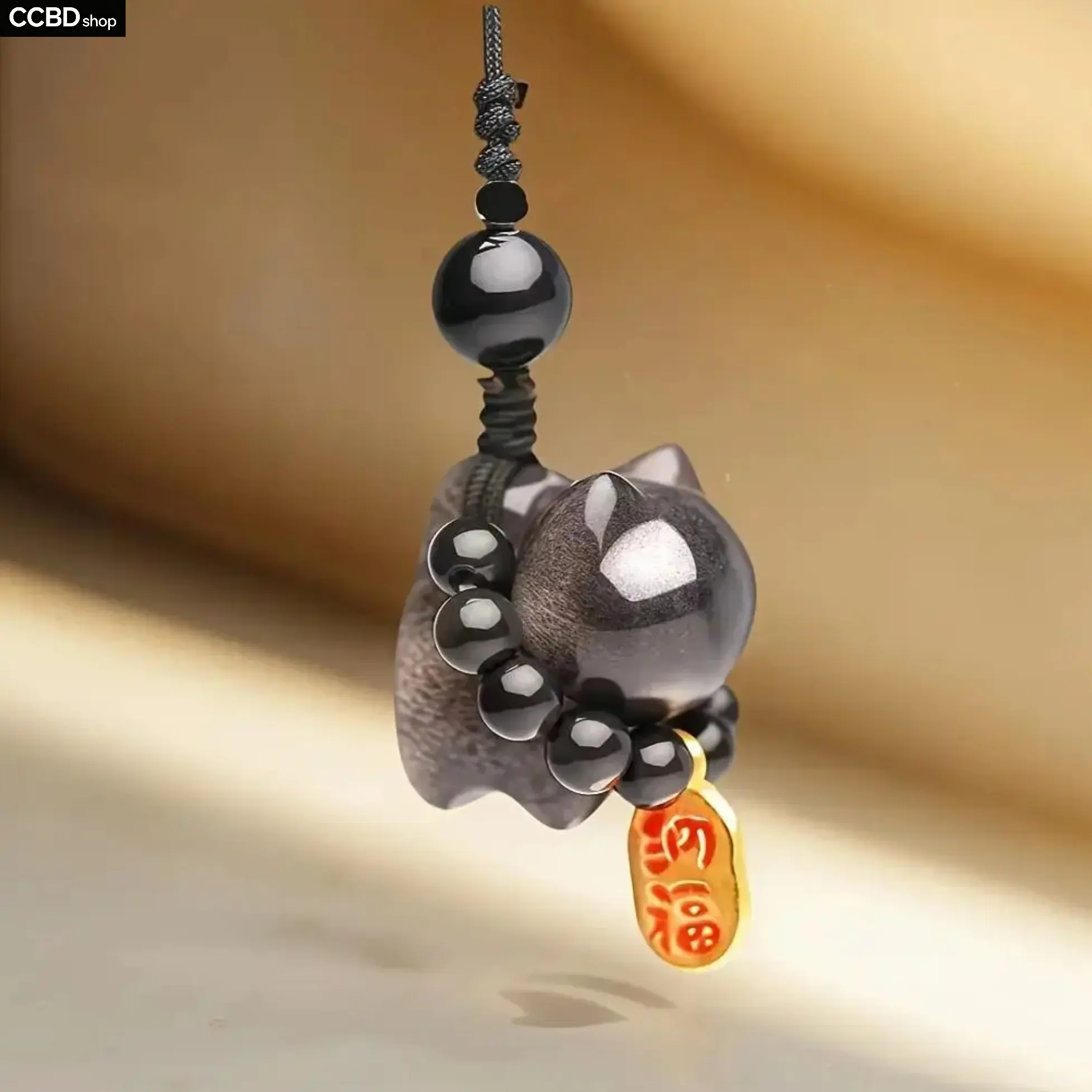 Obsidian Lucky Cat Phone Charm for Women - Durable Metal Black Cat Fortune Pendant, Good Luck Accessory with Smartphone Strap for Bags, Mobile Sports Use, Accessories For Women