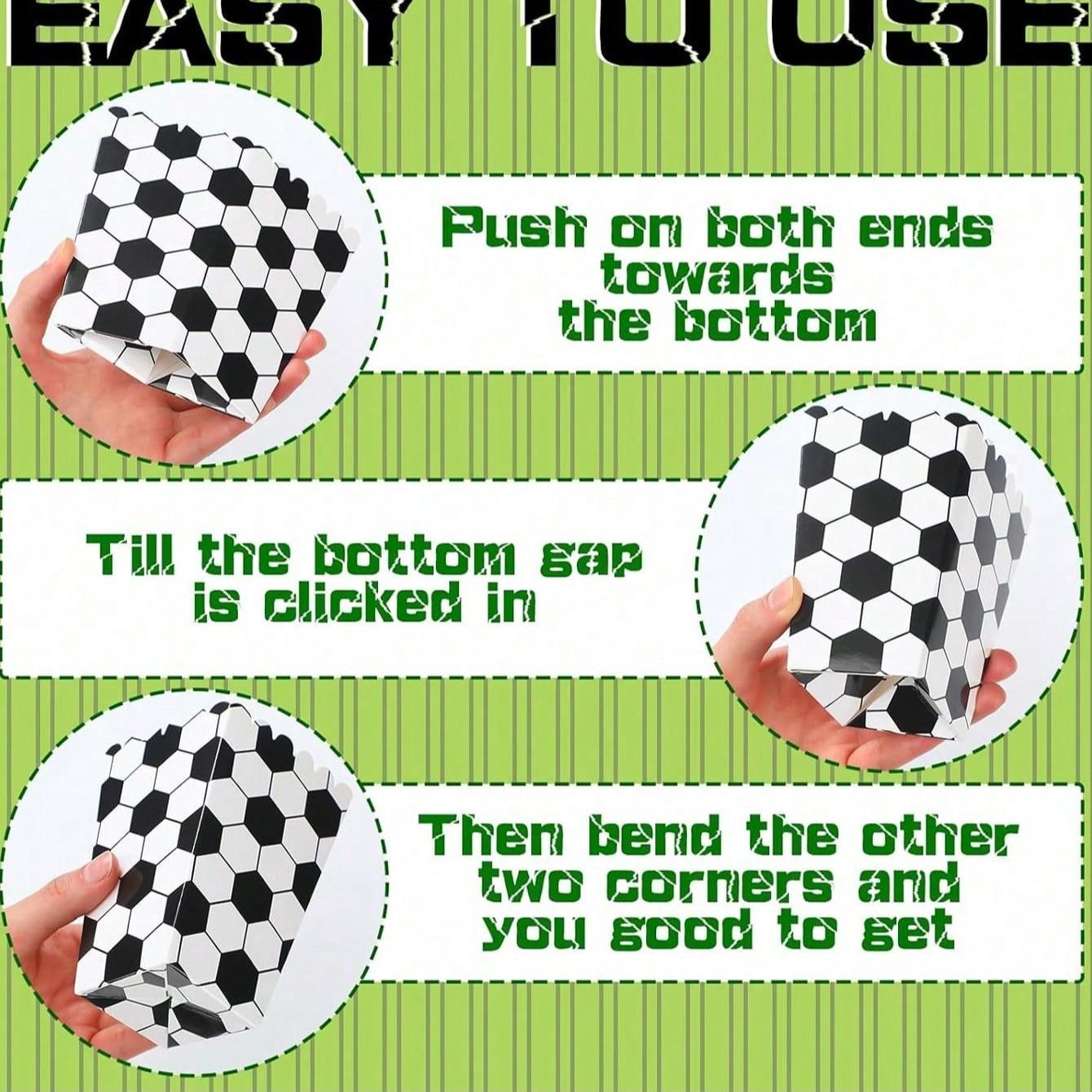 10 Football Popcorn Box Striped Paper Bags, Party Bags, Candy Boxes, Suitable for Themed Celebrations, Party Decorations | Elegant Party Box | Popcorn Box