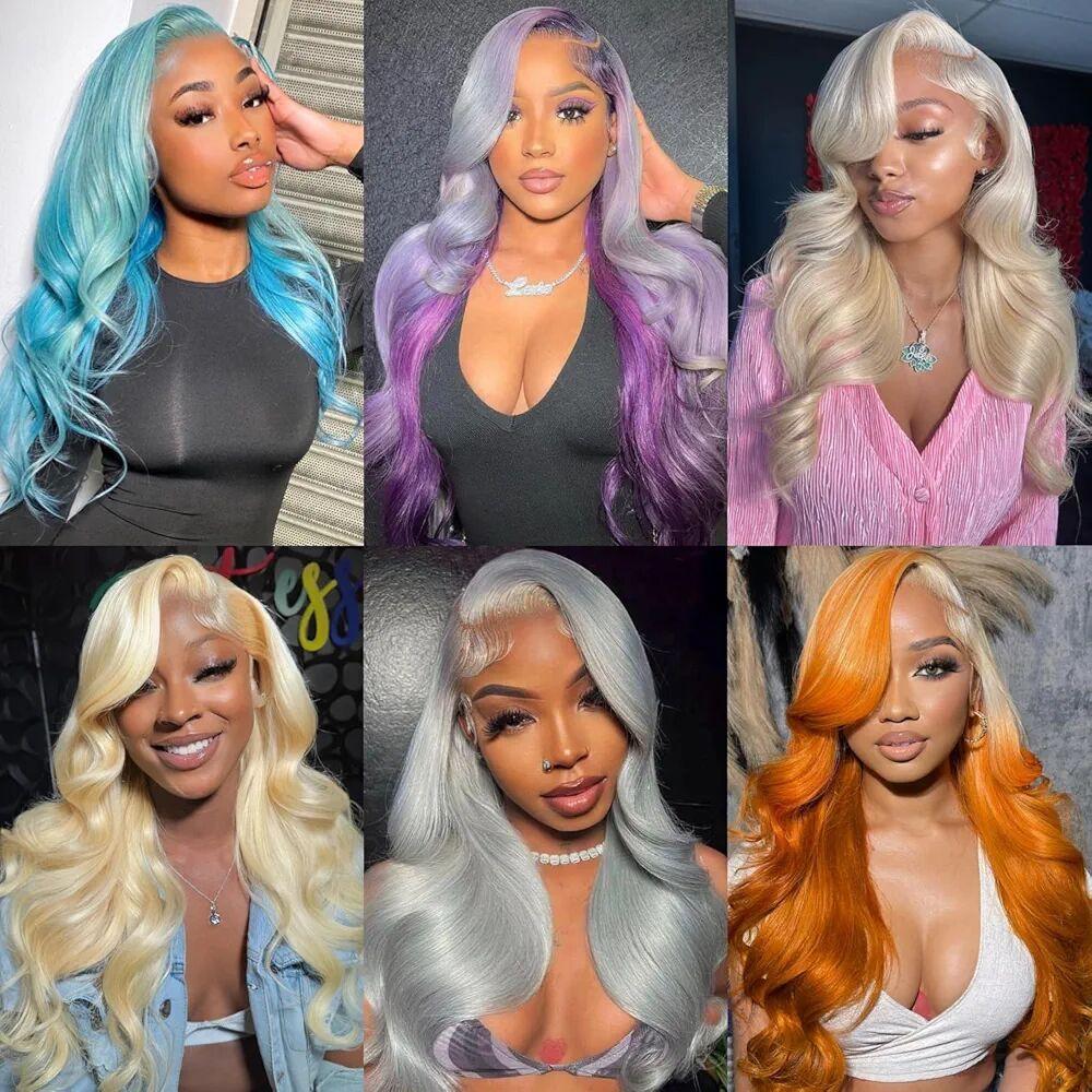 Tuneful 613 Blonde Body Wave Wig 13x6 Lace Front Wig P4/27 Ombre Pre Plucked Lace Frontal Human Hair Wig 99J HD Transparent Lace Front Wig For Black Women 40 inch Colored Hair Wigs