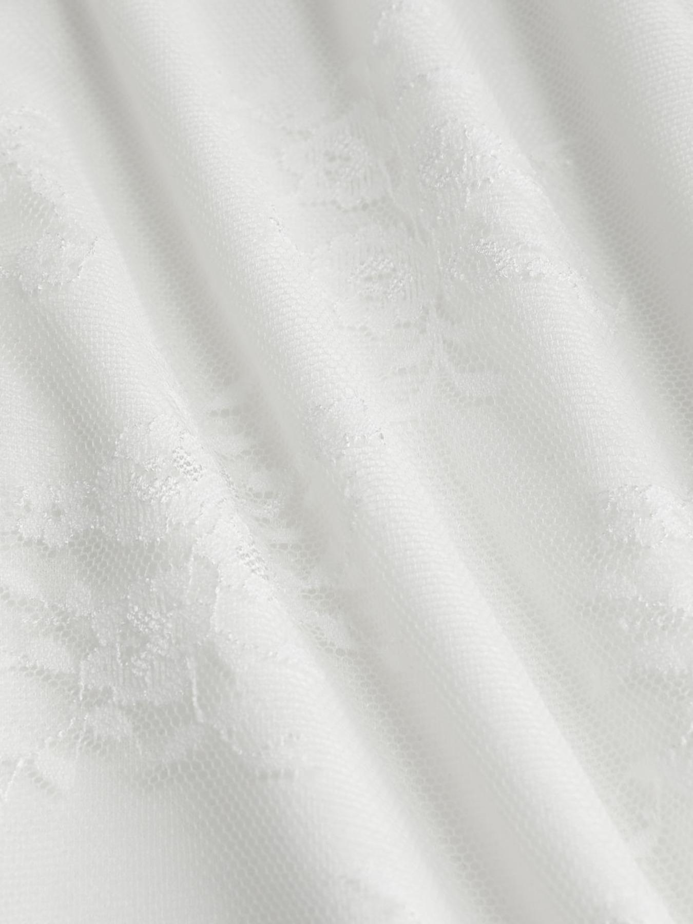 Women's Floral Lace Sheer Lettuce Trim Top, Elegant Long Sleeve Stand Collar Top for Daily Wear, Ladies Clothes for All Seasons, Casual Classy Top