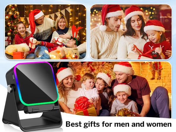 Wireless Induction Speaker With Colorful Ambient Light 360 Adjustable Phone Holder for iPhone Android Samsung Phone Speakers