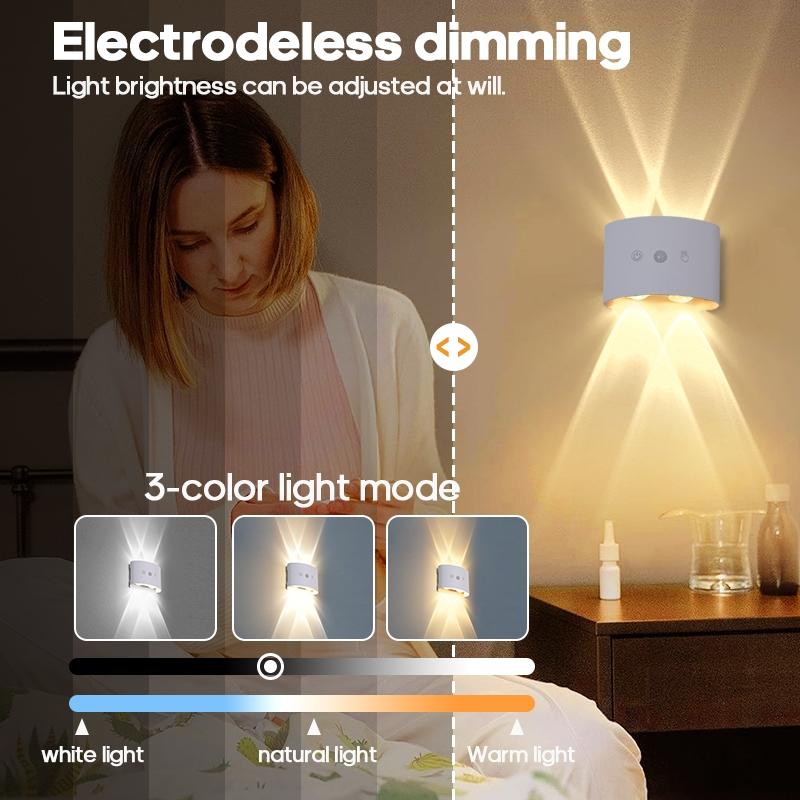 Rechargeable Wireless Wall Sconce with 3 Color Temperatures, Magnetic Mount, USB Charging, Touch Control for Bedroom, Indoor Use, Modern Minimalist Design, Rechargeable Wall Light, Bedroom Lighting, Sleek Wall Light, Touch Control Light