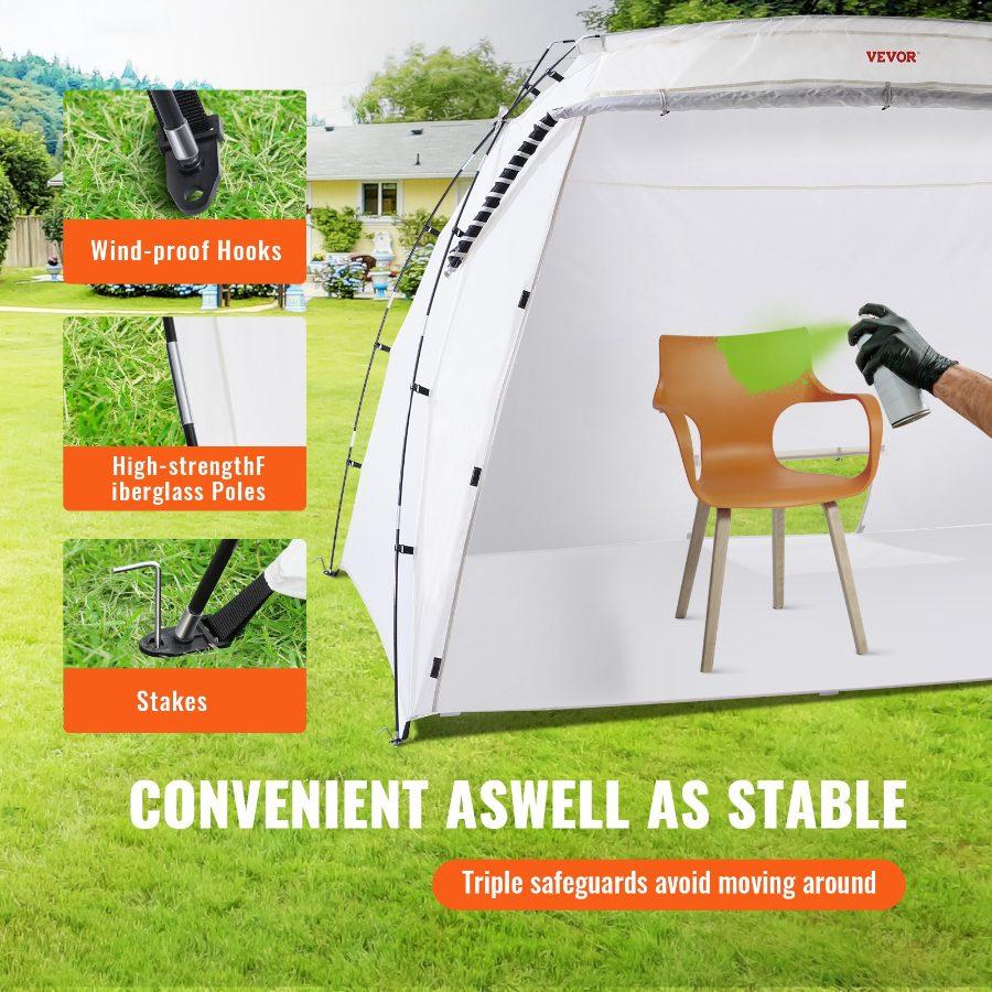 VEVOR Portable Paint Booth, Larger Spray Paint Tent with Built-in Floor Mesh Screen, Painting Tent Station for Furniture DIY Hobby Tool, 10x7x6ft Spray Paint Shelter