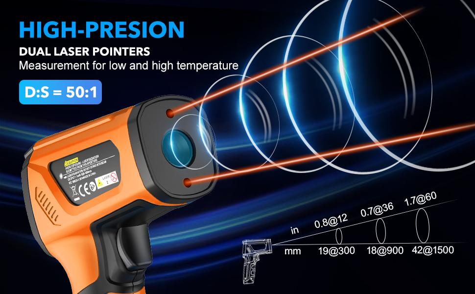 Mestek IR05B Infrared Thermometer -40°F ~3632°F,-40~2000℃ with 2 Dual Laser High Temperature Meter Color Screen Thermometer with Temperature Probe Mestek IR05B Infrared Thermometer -40°F ~3632°F,-40~2000℃ with 2 Dual Laser High Temperature Meter Color Screen Thermometer with Temperature Probe