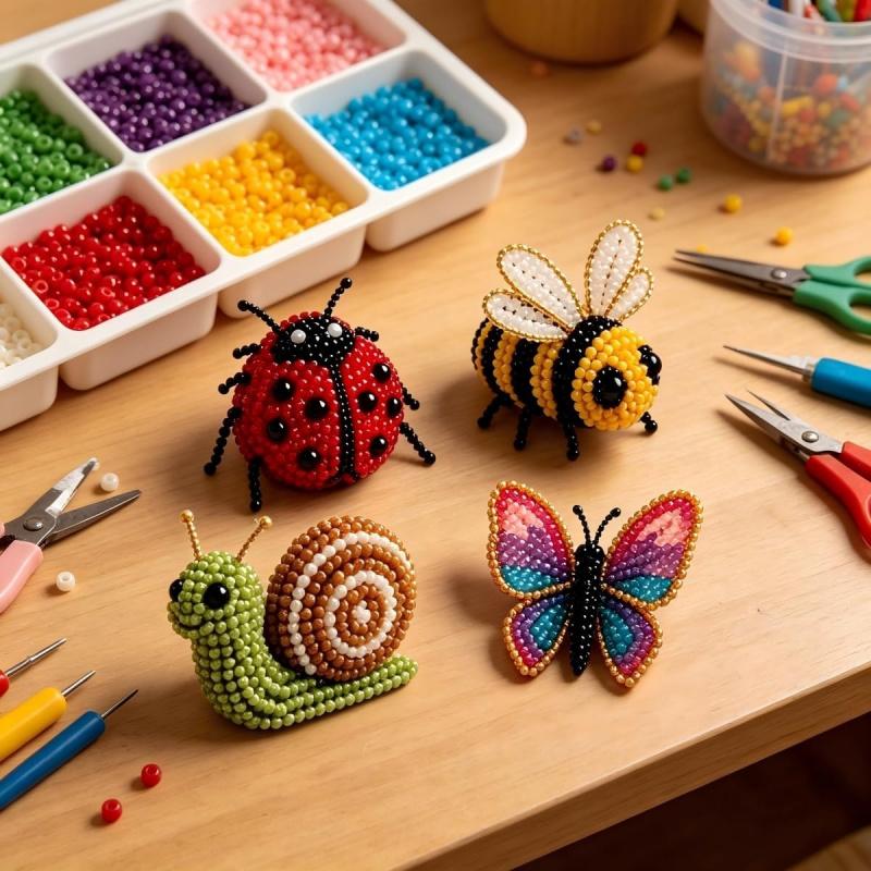Tiny 3D Beaded Animal DIY Kit,Cute Raccoon & Animal Beading Craft Set,Creative Handmade Bead Decoration Kit,Craft Set with Colorful Beads and Instructions,for Adults Stress Relief DIY Art Gifts, DIY Beading Accessories, Beads For Crafts
