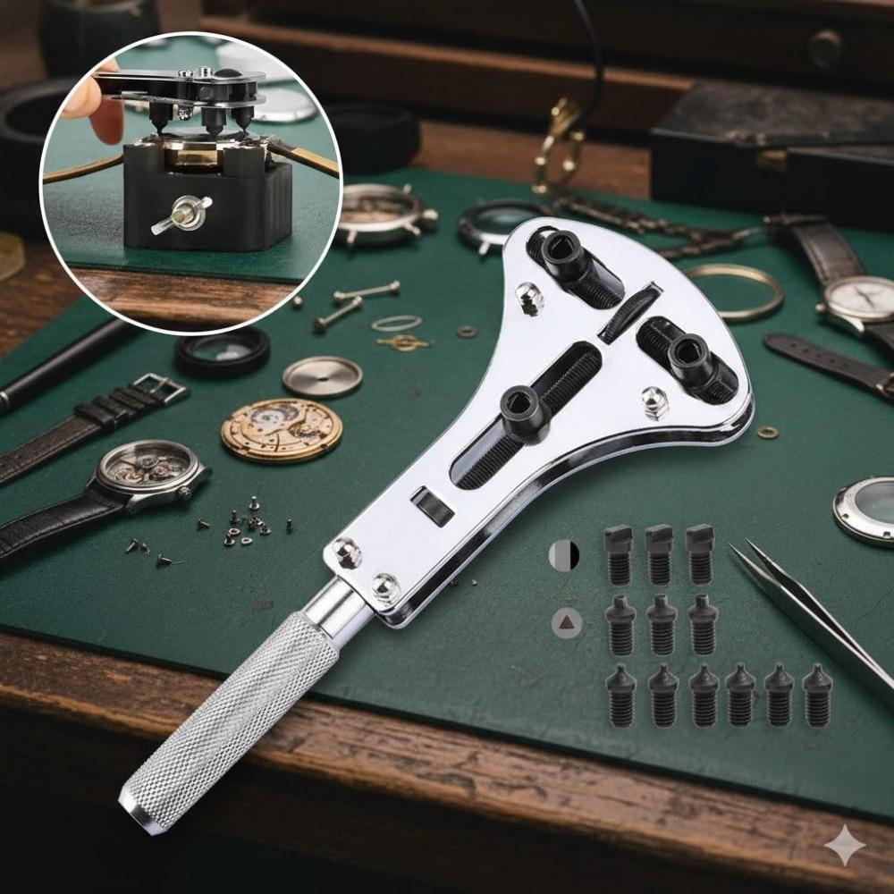 Professional Mechanical Watch Repair Tool Kit with Adjustable Case Opener, Claw Tool & Anti-Slip Grip. multi-Function essential Set for Watch Maintenance & Battery Replacement. Portable Repair Tools