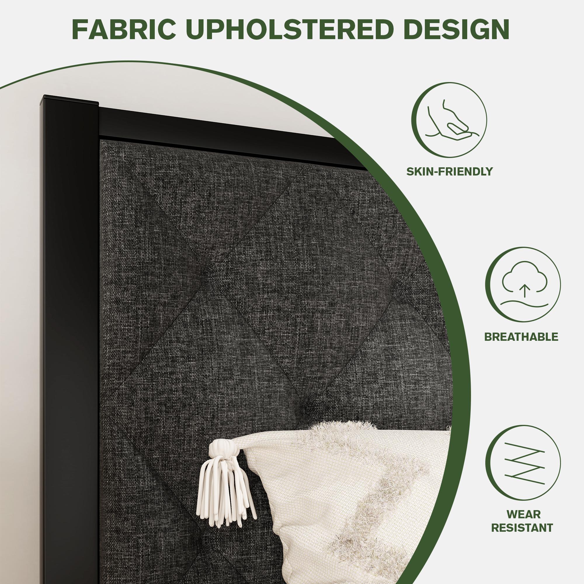 MUTICOR Metal Twin/Full/Queen/King Platform Bed Frame,Fabric Upholstered/Faux Leather Button Tufted Headboard【Frame Only No Mattress】17 Strong Slats Support, No Box Spring Needed,#TikTokShopBlackFriday #ChristmasGifts MUTICOR Metal Twin/Full/Queen/King Platform Bed Frame,Fabric Upholstered/Faux Leather Button Tufted Headboard【Frame Only No Mattress】17 Strong Slats Support, No Box Spring Needed,#TikTokShopBlackFriday #ChristmasGifts